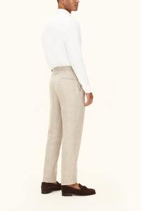 Pantalon pour homme en toile de lin/coton épaisse, coupe droite, taille mi-haute, pleine longueur, résistant, écologique et décontracté - Product Image 3