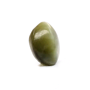 Pierre précieuse synthétique œil de chat naturelle 11,56 carats, cabochon ovale vert avec grise, poli et calibré, hauteur 8 mm - Product Image 2