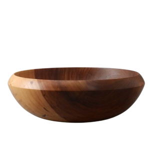 Ensaladera sencilla de madera de acacia, vajilla de fruta gruesa redonda con estilo para el hogar, cuenco hecho con madera Natural 100% - Product Image 3