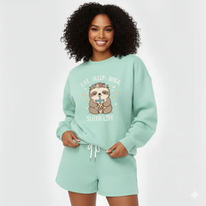 Conjunto de sudadera extragrande y pantalones cortos para mujer, OEM, algodón de alta calidad, felpa, informal, estilo urbano, conjunto de dos piezas. - Product Image 1