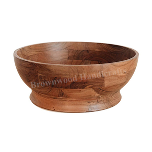 Cuenco para servir de madera maciza de Acacia hecho a mano duradero superventas para uso en cocina y Mesa de la India a precio al por mayor a granel - Product Image 1