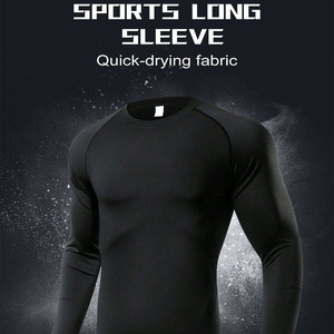 Camiseta ligera de manga larga para gimnasio para hombre, camiseta de compresión de secado rápido con logotipo personalizado impreso, transpirable, a prueba de viento, de talla grande atlética - Product Image 3