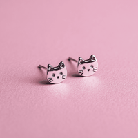 Boucles d'oreilles à clous tendance personnalisées pour les amoureux des animaux, chat, logo de Noël, bijoux S999 OEM ODM