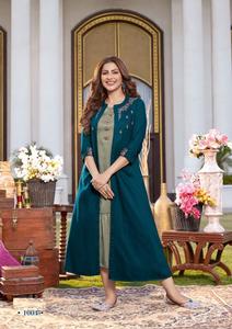 Nouveau chino en viscose avec broderie et Khalid work kurti avec ensembles haussement d'épaules pour femme - Product Image 3