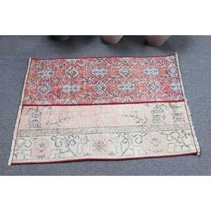 พรมตุรกีขนาดเล็ก, พรมวินเทจขนาด 2.3x3.2 ฟุต, พรมขนสัตว์สีแดง - Product Image 3