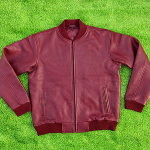 Chaqueta de cuero estilo varsity informal, de cuero vacuno genuino premium, chaqueta bomber de invierno, precio al por mayor. - Product Image 1