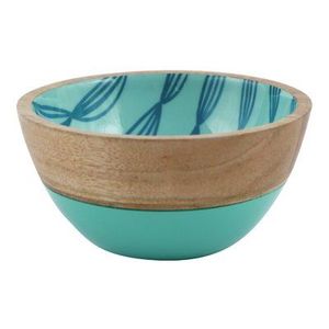 Ensaladera de madera decorativa de esmalte hecha a mano de alta venta 2024, cuenco de madera de Mango de diseño impreso personalizable para uso multiusos - Product Image 1