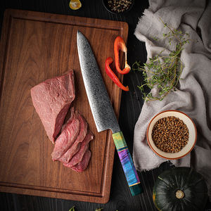 มีดเชฟเหล็กคาร์บอนดามัสกัส67ชั้นสไตล์ญี่ปุ่น2025สำหรับเชฟทำครัวมีดตัดพร้อมด้ามไม้แข็งมั่นคง - Product Image 3