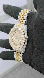 Igi นาฬิกาผู้ชายสายอะนาล็อก VVS Moissanite สแตนเลสสีขาวทองสไตล์สปอร์ตอัตโนมัติ - Product Image 6