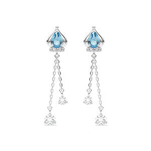 ต่างหูเงินทรงหยดน้ำแบบโซลิแทร์สุดชิค - Product Image 1