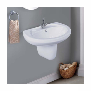 Diseño automático de lavabo de baño de cerámica de 22x16 22x18 pulgadas que cuenta con un lavabo montado en una base de pedestal alto - Product Image 4