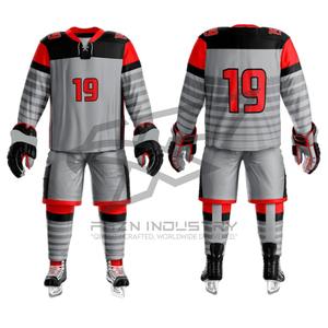 OEM Kit de uniforme de hockey sobre hielo Hombres Mujeres Diseño de color personalizado Transpirable Secado rápido Deportes Jersey y pantalones - Product Image 4