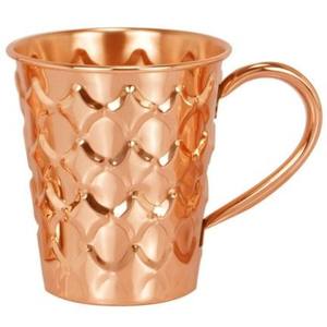 Tasse à mule droite en cuivre pur 100% de luxe avec poignée en laiton finition gravée en relief martelé comprend paille et couvercle - Product Image 4