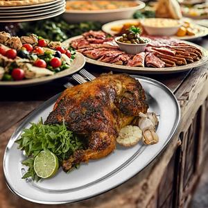 Bandeja DE SERVICIO DE ACERO INOXIDABLE ultrabrillante que resiste el deslustre y elegante brinda años de servicio de presentación de alimentos - Product Image 6