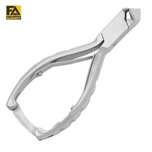 Pinzas para uñas de cutícula de acero inoxidable aprobadas por CE ISO de alta calidad, forma de Luna, doble mango impreso, bloqueo trasero curvo para uso del bebé - Product Image 1