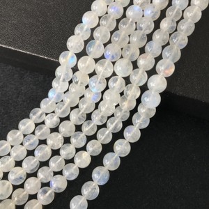 Perles de pierre de lune arc-en-ciel naturelle à 100 % certifiées IGI, qualité AA, lisses, 6-7 mm, effet feu bleu, multi-feu, Vivaaz Gems Jaipur - Product Image 1