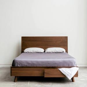 Joey <b>Bedroom</b> Made Of Solid Teak Wood High Quality with built-in storage drawers and classic mid-century Scandinavian design. - Product Image 1