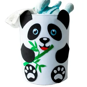 定制可折叠毛毡洗衣袋可爱熊猫玩具储物箱布艺婴儿衣服储物篮个性化毛毡篮