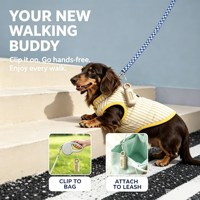 Sacs à déjections canines mignons avec distributeur portable, texture ondulée moderne, fenêtre transparente, fixation pour laisse, en plastique, pour extérieur et mains libres
