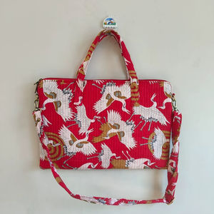 Sac pour ordinateur portable matelassé floral vintage de haute qualité fait à la main avec fermeture éclair et poignée pour les voyages - Product Image 1