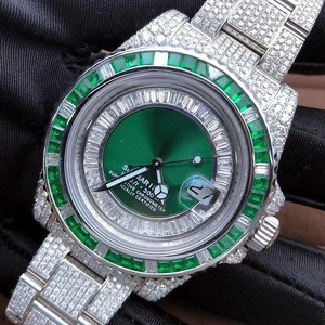 Baguette VVS Moissanite นาฬิกาข้อมือออโตเมติกประดับเพชรแบบอัตโนมัติแนวฮิปฮอปแฟชั่นกลไกแบบญี่ปุ่นสำหรับผู้ชาย - Product Image 1