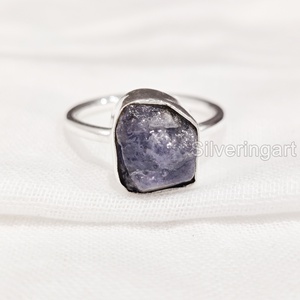 เครื่องประดับหินหยาบแหวนผู้หญิงแหวนธรรมชาติปรับได้พลอยแทนซาเนีย December birthstone December PLAIN Ring 925แหวนเงินสเตอร์ลิง - Product Image 4