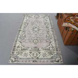 Tapis vintage 3,7 x 6,9 pieds, tapis turc gris du sud-ouest en laine - Product Image 1