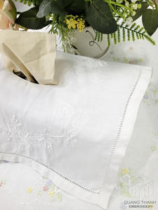 Boîte à mouchoirs en lin blanc, broderie personnalisée, rectangle, ourlet, décoration de maison, hôtel, 100% - Product Image 5