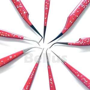Pince à cils rouge personnalisée pince à épiler en acier inoxydable à pointe en fibre outil de beauté avec logo privé - Product Image 6