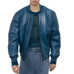 Nueva Chaqueta de Cuero de Invierno Elegante para Hombre, Personalizada, Transpirable, con Cuello Elástico, Mangas Largas, Dobladillo Elástico y Forro de Piel de Oveja - Product Image 1
