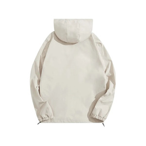 แจ็กเก็ตผ้าใบโพลีเอสเตอร์แบบสวมหัวมีฮู้ดแบบมีเชือกผูกสำหรับผู้ชายกลางแจ้งสีพื้นแบบลำลองฤดูใบไม้ผลิ - Product Image 3