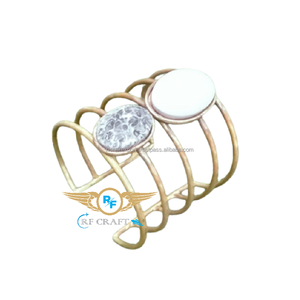 Pulseras de latón chapadas en oro hechas a mano de estilo clásico, brazalete de pulsera elegante para fiestas y bodas, regalos de boda, manualidades RF - Product Image 5