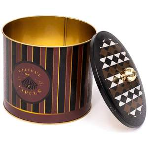 Recipiente de Metal Vintage Circus Elegance 3.5L con mango de perilla redonda de 175x155mm Mango de perilla de recipiente redondo de Metal Ø 175x155mm - Product Image 1