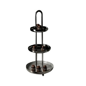 Support de serveur de tasses à plusieurs niveaux Finition brillante Forme arrondie pour décoration de table Support de service de gâteaux Support de gâteaux à 3 niveaux - Product Image 1