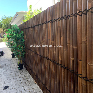 Clôture de luxe semi-bambou avec 3 lattes en bambou noir et corde de coco noire – Panneaux de jardin écologiques pour l'intimité et la nature - Product Image 5