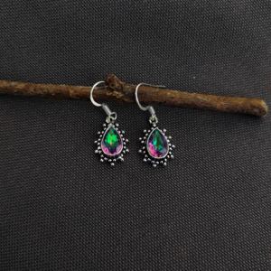 Boucles d'oreilles à la mode en quartz topaze de style bohème faites à la main en argent sterling plaqué or prix d'usine pendantes pour femmes - Product Image 2