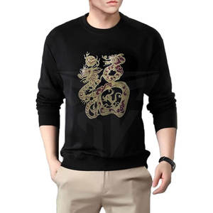 Sweat-shirt avec strass pour hommes de grande taille et de couleur contrastée Vêtements pour hommes Sweat-shirt avec strass Pull-over pour hommes Sweatshirts - Product Image 1