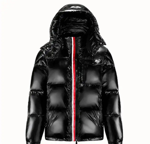 Veste d'hiver en laine décontractée unisexe personnalisée, best-seller, doudoune à capuche épaisse et brillante, streetwear, col montant, logo sur le devant - Product Image 1