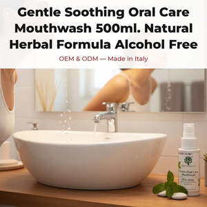 Bain de bouche apaisant et doux 500ml, formule naturelle à base de plantes, sans alcool, marque privée OEM, Italie RedMoringa - Product Image 2