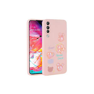 Coque de protection pour Samsung Galaxy A70 par MRSA Toys, en silicone brillant gaufré, antichoc et translucide, modèle rose A17 - Product Image 1