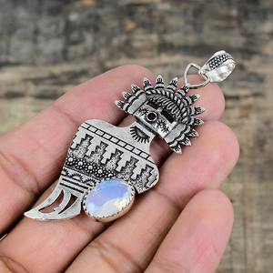 Colgante clásico de estilo bohemio para mujer, joyería de plata de ley 925, piedra lunar, piedra preciosa, colgante hecho a mano, regalo de amor - Product Image 2