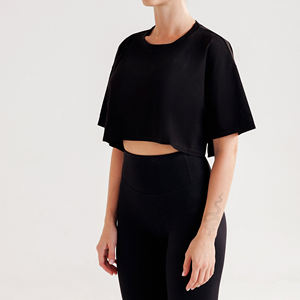 Camiseta corta de algodón para mujer al por mayor Camiseta holgada serigrafiada para moda de estilo callejero - Product Image 6