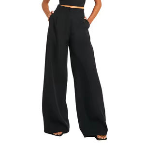 Pantalon de survêtement large et long pour femme, noir, taille élastique, jambe droite, motif imprimé, respirant et durable – Collection 2025 – Meilleures ventes - Product Image 5