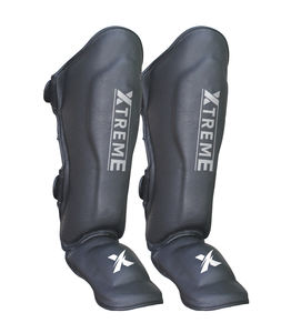 Protège-tibias de boxe professionnelle Xtreme, réglable, fermeture à boucle et crochet, personnalisable, en cuir PU, protège-jambes MMA, adultes, Muay Thai - Product Image 2