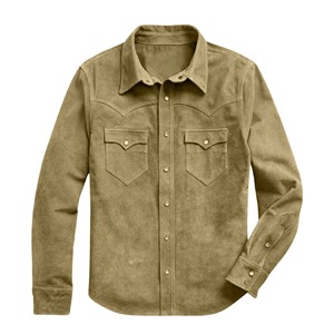 Chemise de camionneur en daim pour homme, style streetwear élégant et respirant, avec poches sur le devant, qualité supérieure, vêtement décontracté - Product Image 6