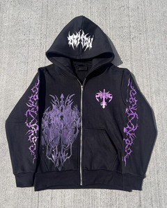 Ropa de calle personalizada, chándal de alta calidad, pantalones de chándal con cremallera acampanada, Sudadera con capucha Unisex en blanco y conjunto de Jogger apilado para hombre - Product Image 2