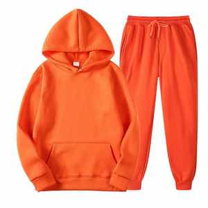 Costumes deux pièces de haute qualité avec logo personnalisé Survêtement uni de couleur unie Ensembles de survêtements à capuche pour hommes - Product Image 1