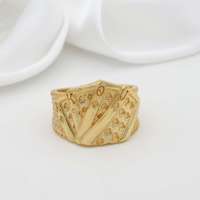 Bague exclusive ethnique et tendance en laiton plaqué or 18 carats avec motif de carte à jouer pour hommes, femmes, unisexe, accessoires de bijouterie