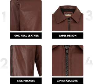 Custom <b>Leather</b> <b>Jackets</b> Men's Fashion Windbreak <b>Leather</b> <b>Jackets</b> High Quality Sheep <b>Leather</b> <b>Jacket</b> Street Wear - Product Image 4