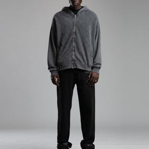 Nouvelle Arrivée Sweat à Capuche Zippé Homme Grande Taille Effet Délavé Style Décontracté Impression Numérique Coton Polyester Écologique Hiver - Product Image 1
